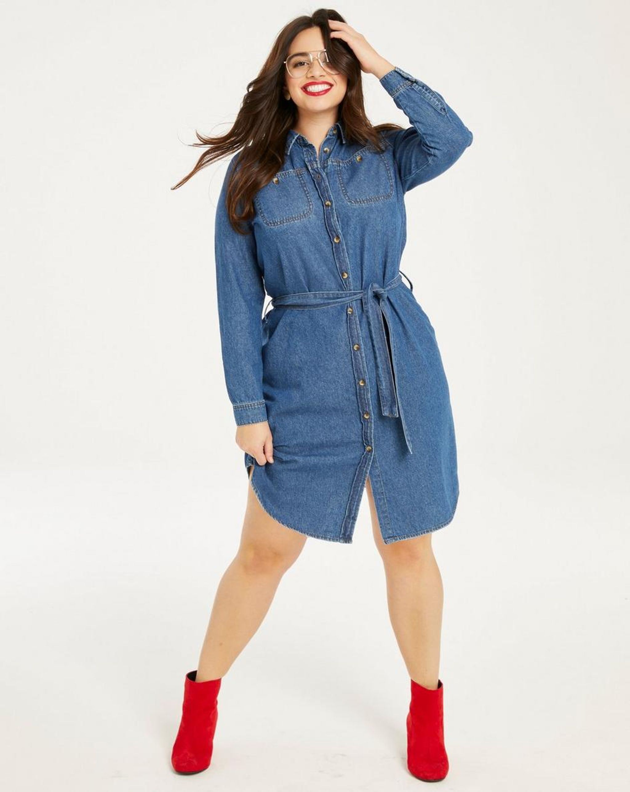 Denim Midi Shirt Dress