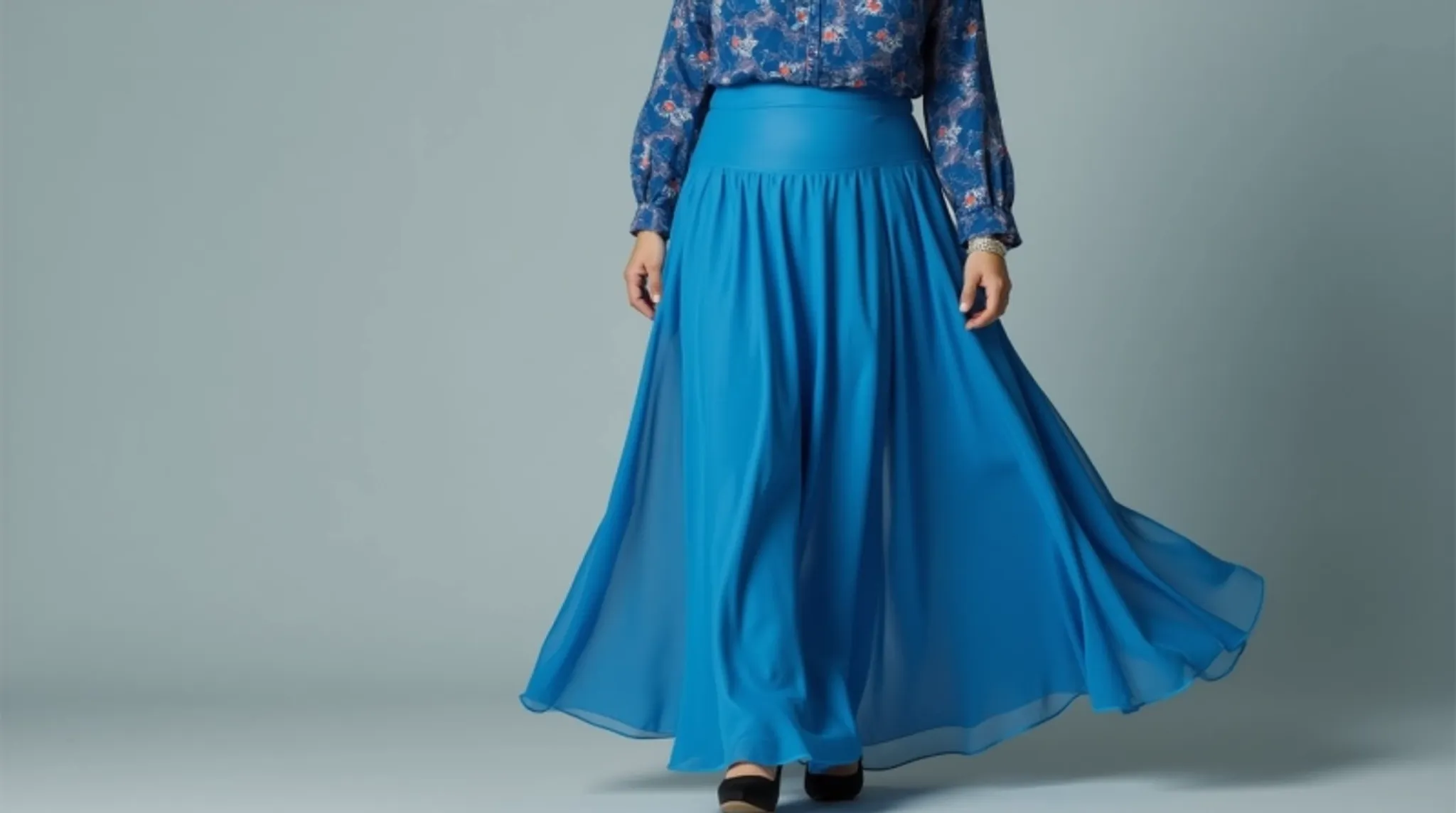 plus size woman with a long skirt