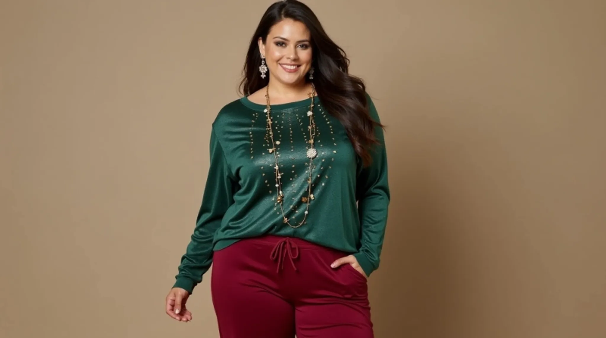 plus size woman with christmas dress