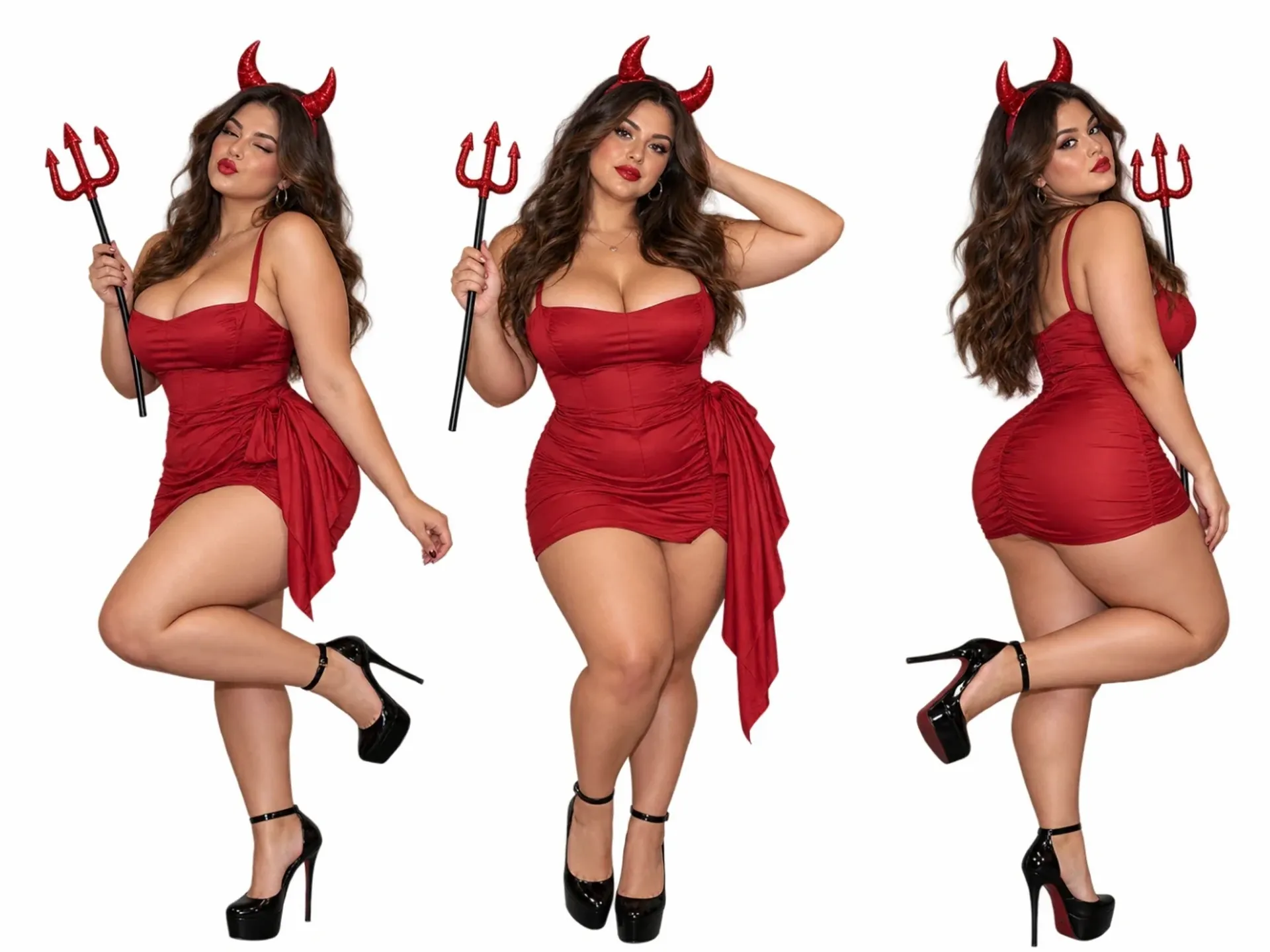 A plus-size woman dressed as devil