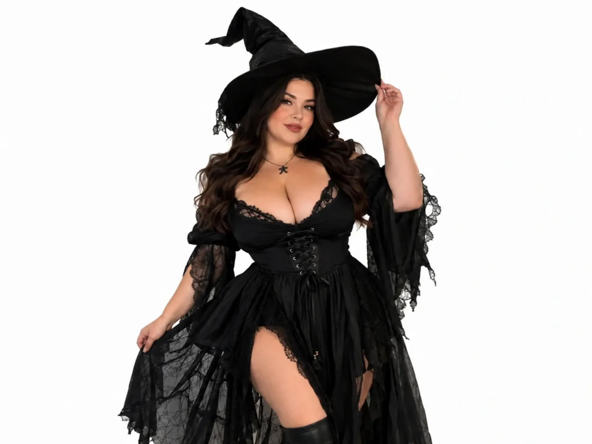 Plus-size women dressed as witches