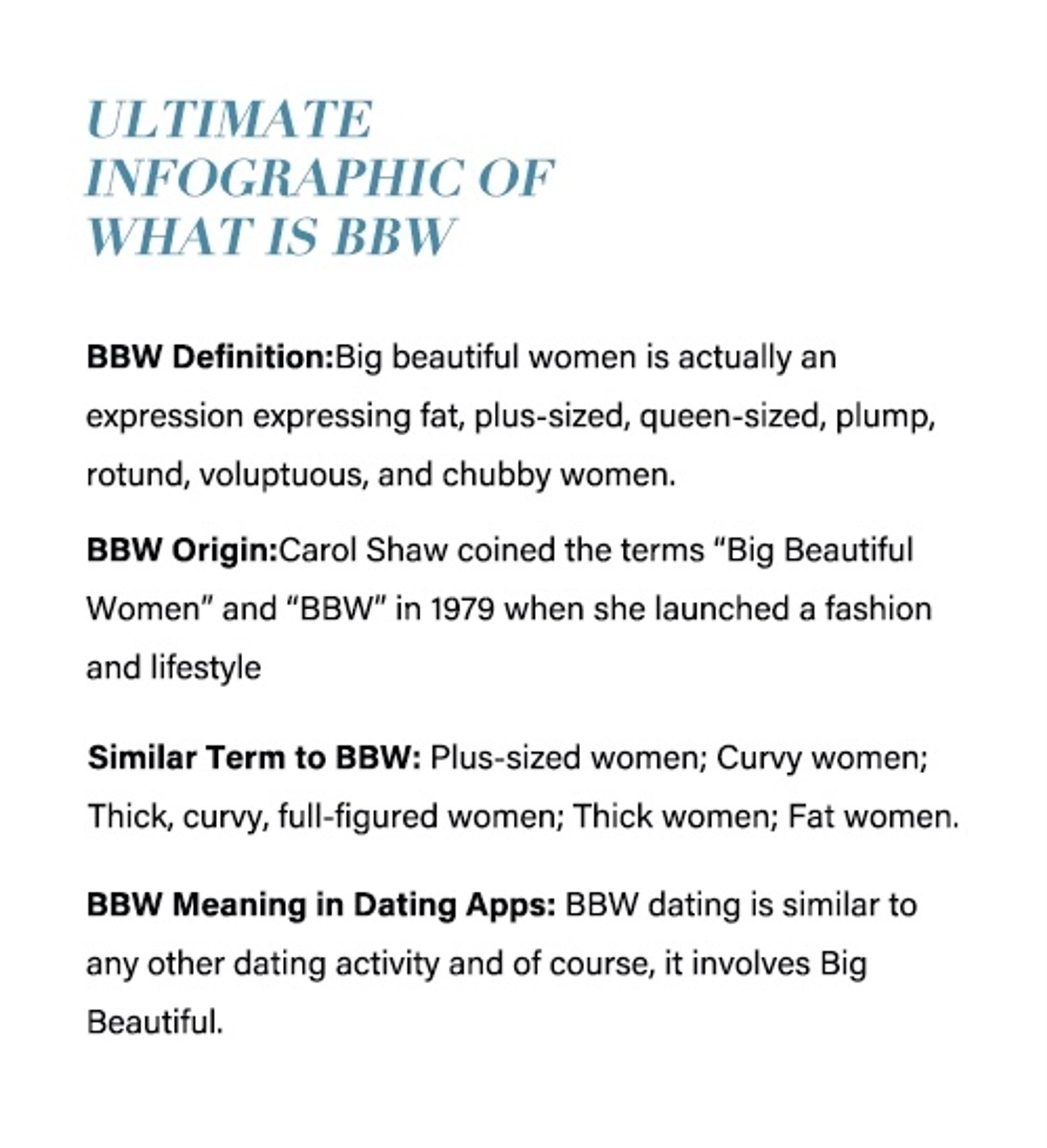 BBW meaning-BBW origin