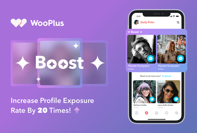 WooPlus Launches Boost Feature: Profile Exposure Rate Increased by 20 Times￼