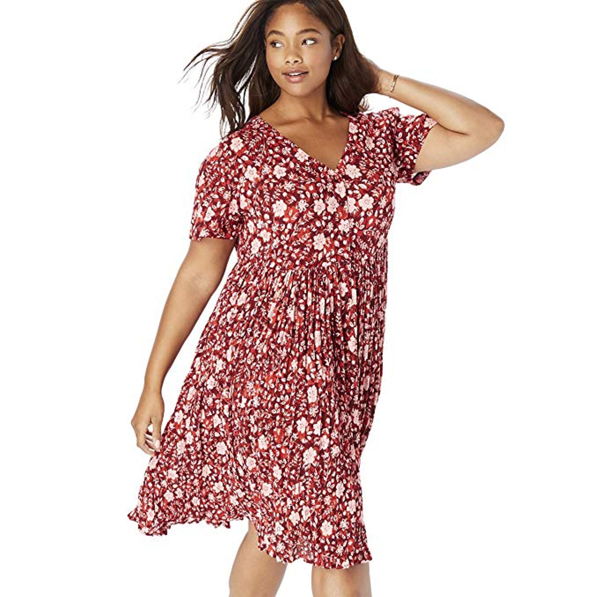 plus size dress-red floral