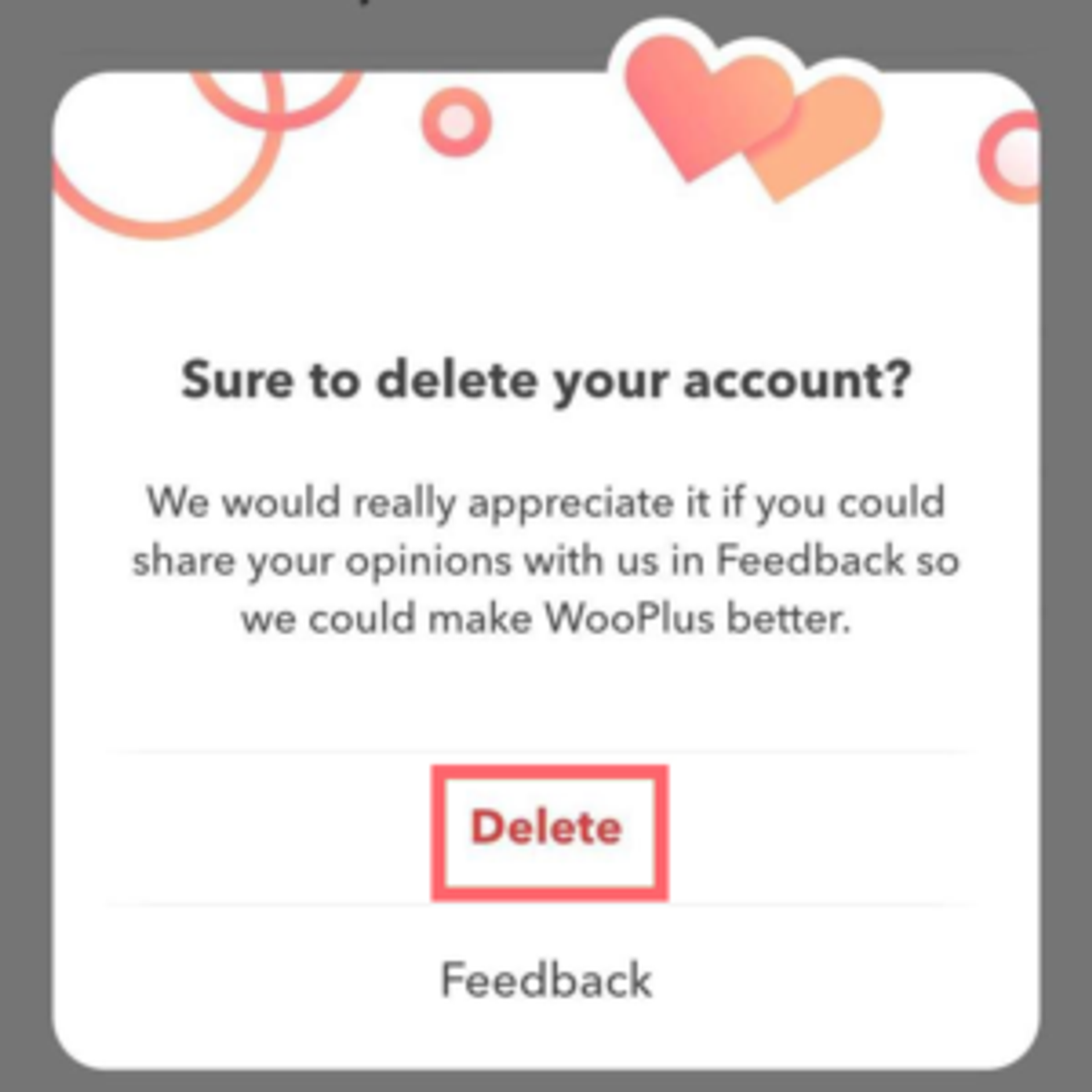 delete wooplus account